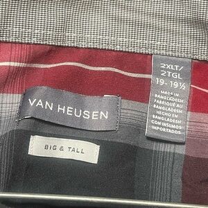 Van Heusen Red and Gray Plaid Dress Shirt